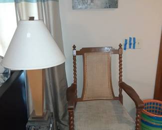 Chair, Lamp & Small Metal Accent Table