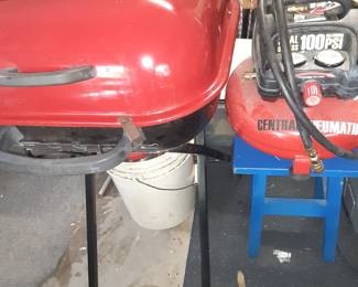 BBQ Grill, Air Compressor, Stool