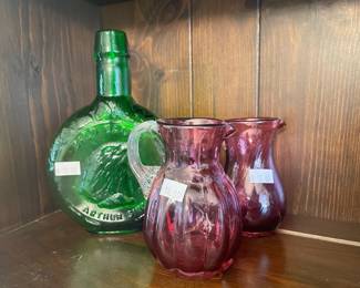 Cranberry glass pitchers