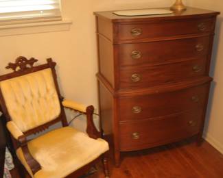 Mahogany Chest/ Victorian chair
