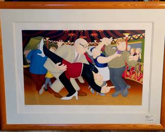 Signed and numbered Beryl Cook serigraph "Tango"