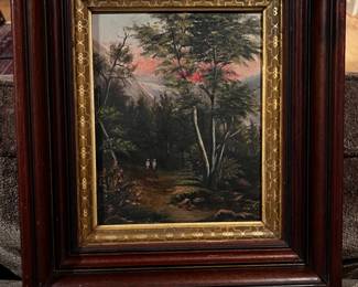 Original painting in Victorian walnut frame