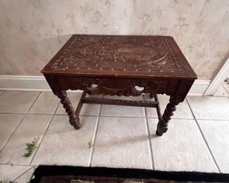 Hand carved table