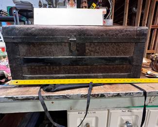 Small antique flat top trunk