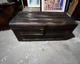 Small antique flat top trunk