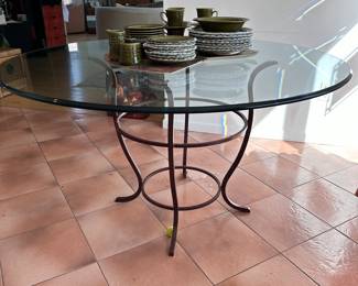Round iron and glass dining table 