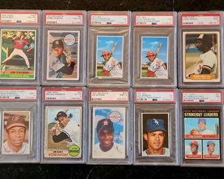 LOT OF TEN 60'S-80'S CARDS ALL PSA GRADED.