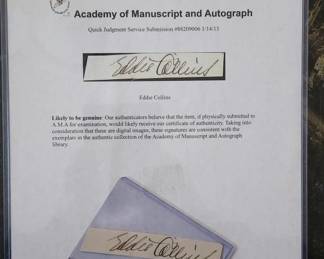  EDDIE COLLINS SIGNED ITEM. VERY RARE AUTOGRAPH
