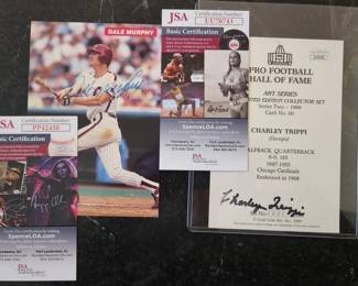 CHARLEY TRIPPI AND DALE MURPHY SIGNED ITEMS. 