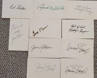 LOT OF 10 SIGNED MOVIE STAR INDEX CARDS!
