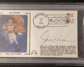 JIM BROWN AUTOGRAPHED COVER. PSA AUTHENTIC