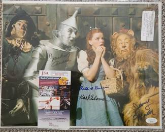  WIZZARD OF OZ CAST SIGNED 11X14 PHOTO / 5 AUTOGRAPHS