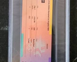 1984 OLYMPIC BASKETBALL TICKET / PSA 9