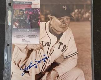JOHNNY MIZE AUTOGRAPHED 8X10 PHOTO .WITH C.O.A.