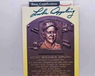 LUKE APPLING AUTOGRAPHED COOPERSTOWN POSTCARD.