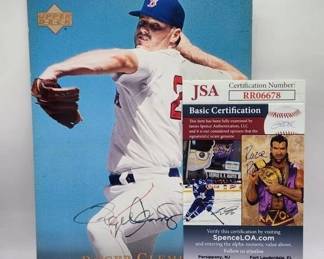 ROGER CLEMENS AUTOGRAPHED UPPER DECK LARGE CARD.