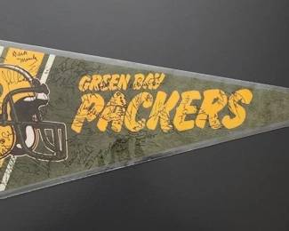 1989 GREEN BAY PACKERS TEAM SIGNED PENNANT 40+ SIGNATURES