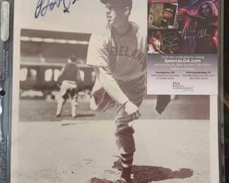  BOB FELLER SIGNED 8X10 PHOTO WITH C.O.A.