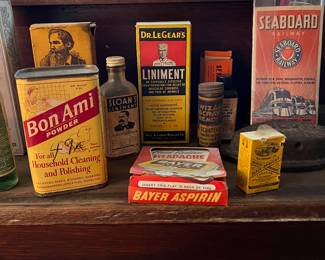Early medicine bottles and boxes 