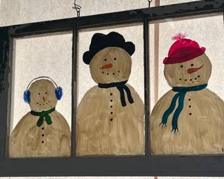 Painted snowmen window 