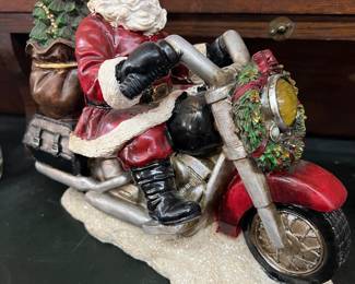 Santa w motorcycle battery operated 
