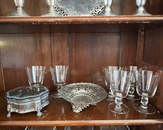 Assorted glass and silver