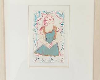 These two original watercolors with collage and "stamped" borders, are a part of a series created daily for more than 200 days. These original small paintings were then copied, mounted, hand colored, and placed in  transparent plastic pockets. Then, 100 were exhibited "The Book of Days".