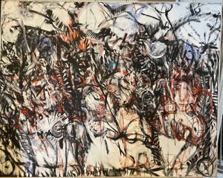 These three pieces of significantly different size and materials relate to the destruction of cultural artifacts by ISIS. Nature becomes the protector...This one is about 3x4'                                     