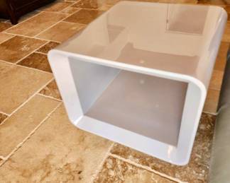 PAIR end tables. Light grey lacquer finish