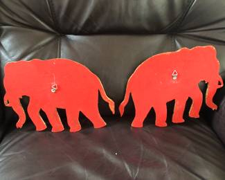 Vintage Mirror/Glass Mosaic Elephant Wall Plaques - back side
