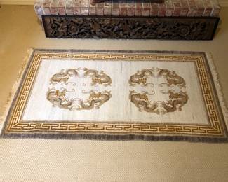 Tibetan Wool Area Rug - Dragon Medallion design Fringe to Fringe measurement (L: 71.1/2in. | W: 37in.)