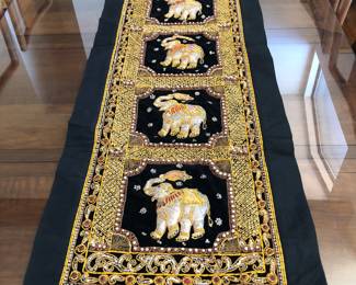Burmese Thai Elephant Kalaga Wall Hanging L: 67in | W: 21.5/8in