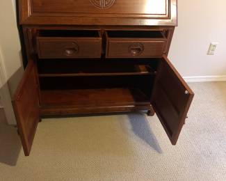 Rosewood Drop Leaf Secretary Desk - showing bottom compartment.