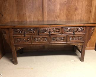 One piece of coffer with 7 Drawers made in elm wood from Shanxi Province. Circa 1850's. Measures approx. L: 75.3/4in | D: 21in | H: 34in. Removeable glass on top added to protect top surface.