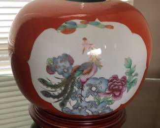 Persimmon Ginger Jar hand painted side