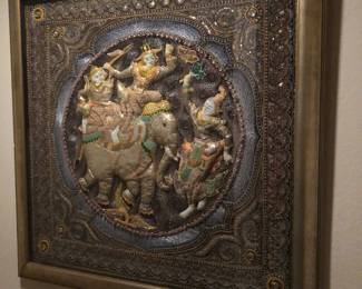 Large Framed Indonesian Elephant Tapestry L: 36.1/2in | W: 36.1/2in