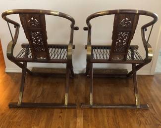 Chinese Horseshoe Back Folding Hunting Chairs - Back side of chairs.
