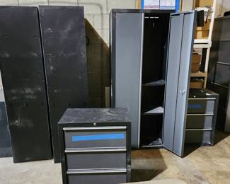 6 black metal cabinets