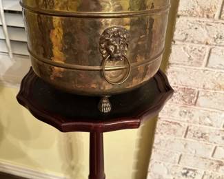 #14 (View 3) Laminate Fern Stand - 13 round x 36T $25.00 #15 Brass Pot with Lion Head Handles & Claw Feet - 10in W $25.00
