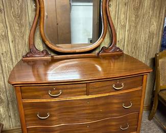#24 Antique Dresser with 4 drawers & Mirror on Wheels - 43x23x36 Mirror 40x36 (72"T) $175.00
