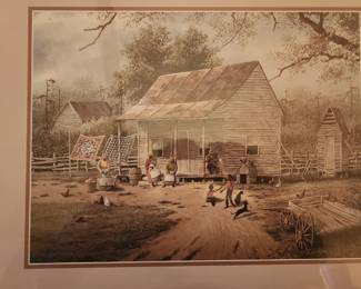 T. Colman, "Working on Chores", Black Americana Art, 24 X 20 Lithograph