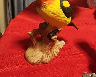 Vintage porcelain Western Tanager figurine Perched on a Branch