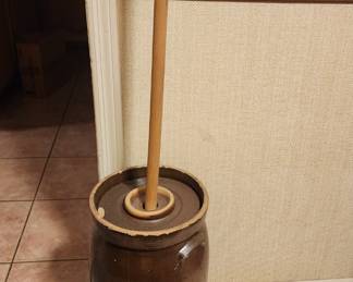 Antique stoneware butter churn, 3 gallon