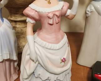 Pink Rose Dress Victorian Lady Ceramic Figurine