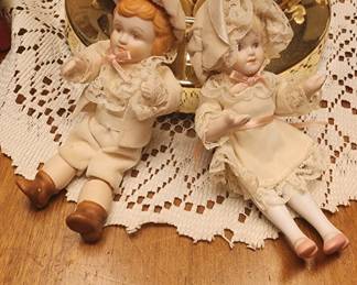 Mini Vintage Bisque Porcelain Victorian Boy & Girl