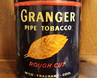 Round Tin Box, 1950s Granger Tobacco, Rough Cut Pipe Tobacco
