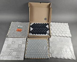 Lot 366 | 1 Box Of Blue Chevron Mosaic Tiles & More!