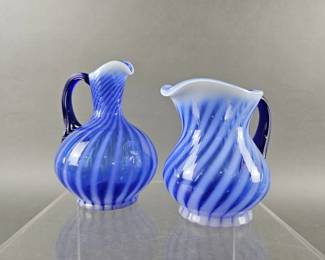 Lot 265 | Vintage Blue Fenton Glass Pitcher Vase