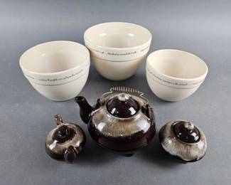 Lot 337 | Vintage Inspiration Bowls & Ceramic Tea Kettle