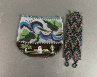 Lot 198 | Handmade Seed Bead Purse & Bracelet